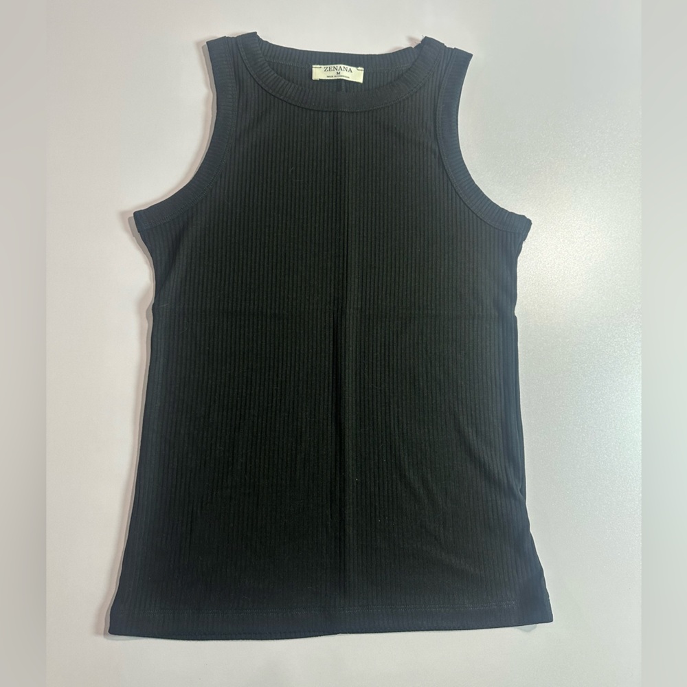 Black Ribbed Tank Top Zenana size M brand new